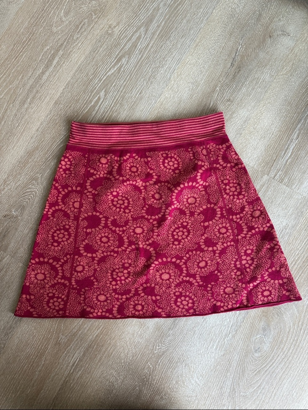 Title Nine Pink Magenta Sweater Skirt Floral Striped Size M Cozy Knit